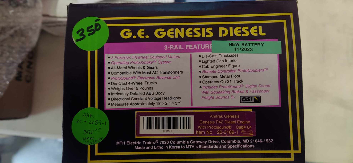 MTH 20-2189-1 AMTRAK GENESIS DIESEL