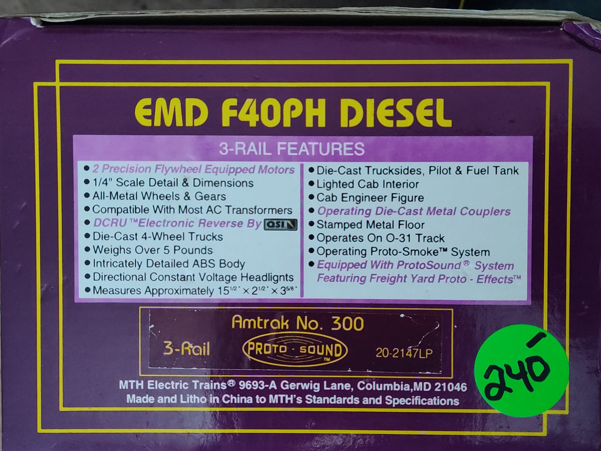 MTH 20-2147-1 AMTRAK EMD F40PH DIESEL