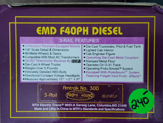 MTH 20-2147-1 AMTRAK EMD F40PH DIESEL
