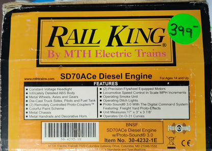MTH RAILKING 30-4232-1E BNSF SD70ACe  PROTO 3.0